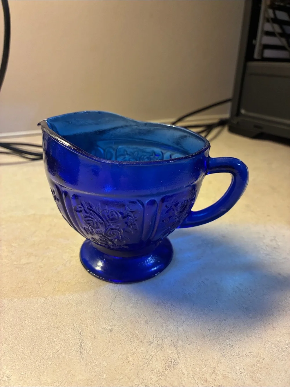 Cobalt Blue Glass Sugar and Creamer Set - Classic Decorative Serving